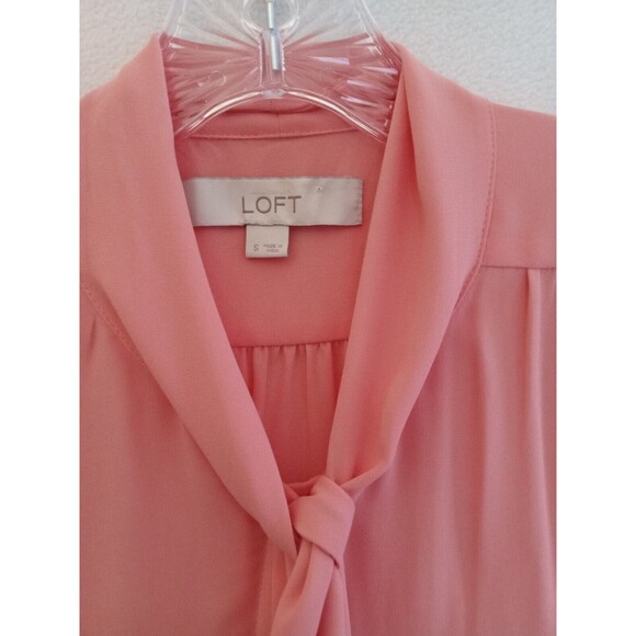 Loft Top Womens Small Coral Front Neck Tie Button Up Sleeveless Lightweight - Picture 3 of 8